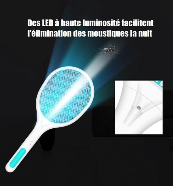 Mygg racket, 3600V Elektrisk racket, USB flugsmälla, 3-lagers nätskydd, Effektiv mot insekter