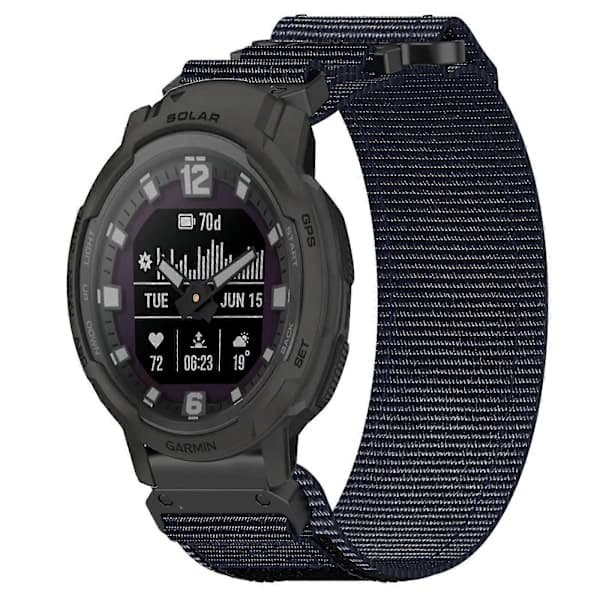 22mm Nylon Klokkereim For Garmin Instinct Crossover Solar Blå Blue