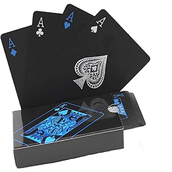 Spillekort Cool Black, 54 ark professionelt sæt kort Vandtæt plastik Standard spillekort Magiske pokerkort til familiefestsammenkomster