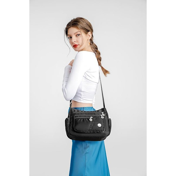 Crossbody-väskor för kvinnor, casual handväskor och axelväskor, nylon tote-väska, lätt, vattentät budväska, stöldskyddsväska