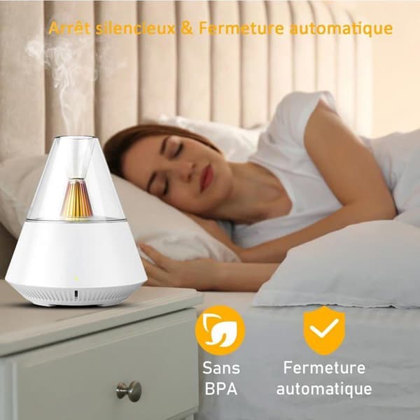 Diffuser til æteriske olier, ultralyds-diffuser, med fjernbetjening, 7 farve lyseffekter, natlys, 150 ml, sort.