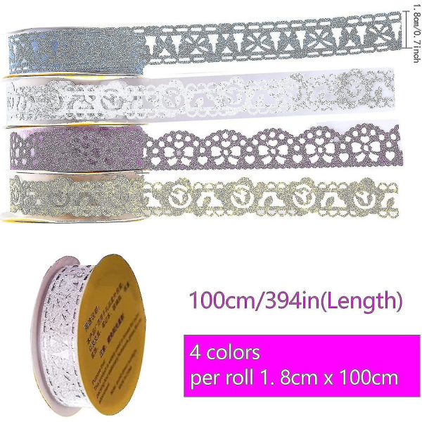 4 bind med blonder Flash Belte Farge Papir Lim Dekorasjon Tape Håndverk