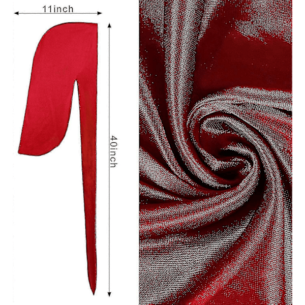 Silkkipäähineet, Silkkipäähine Miehille ja Naisille Aalloille, Silkkipäähinepaketti 1 Aallokkipäähineellä, Silkkisatiinipäähine Erittäin Pitkillä Hännillä Wine red