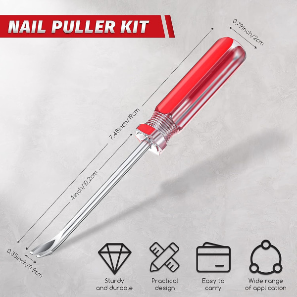 Naulojen poistaja 3 mm U-kärki Tack Remover -työkalu Tack Lifter Niittiruuvimeisseli Poistaja Naulojen poistotyökalu puusta, punainen