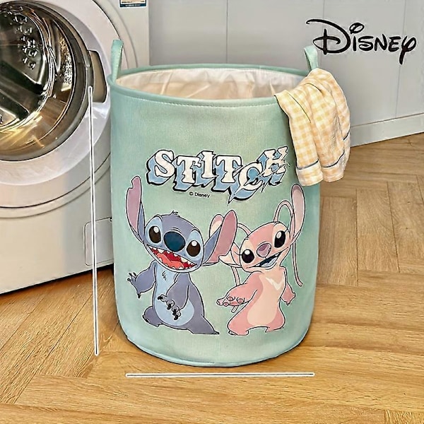 Disney Stitch & Winnie The Pooh sammenleggbar kleskurv - Søt tegneserie skittentøy oppbevaringskurv for hjemmet Blue Stitch