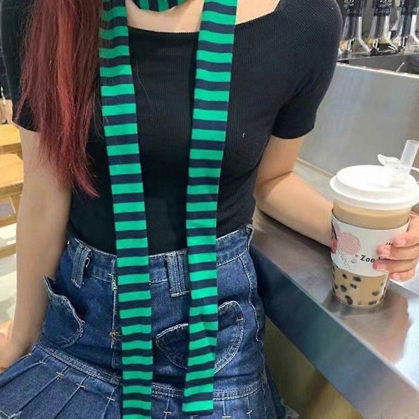 Dam Vår Sommar Randigt Mönster Scarfs Tunn Halsduk Y2k Stil Färgglad Tunn Stickad Nackskydd Lättvikt Thin long wide strip
