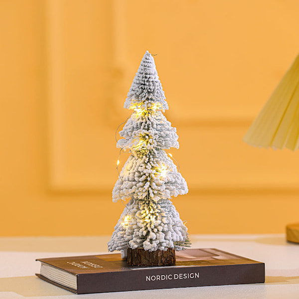 Nyt Fløjlsbeklædt Cedertræ i Tårnform - Juletræspynt til Skrivebord - Julepynt - Miniaturegran 25cm