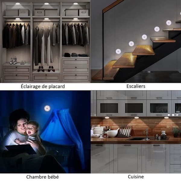 Lampe bevægelsessensorlys - 3 stk - LED - USB genopladelig - Indendørs