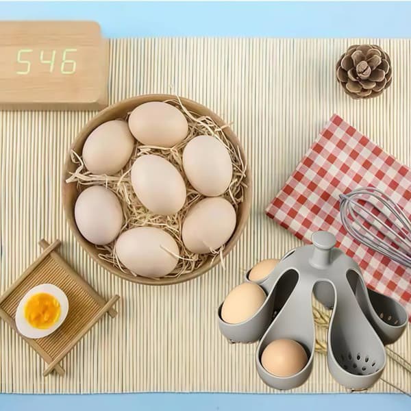 Eggholder - Silikon eggholder - Holder 6 egg - Grå - Praktisk for matlaging og oppbevaring