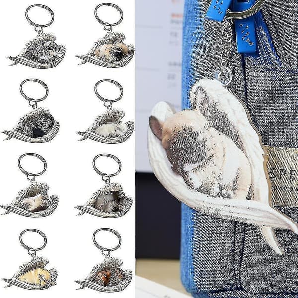 Hængende Ornament Nøglering Sød Sovende Engel Hundevinge Vedhæng Hundegave Cat Puppet