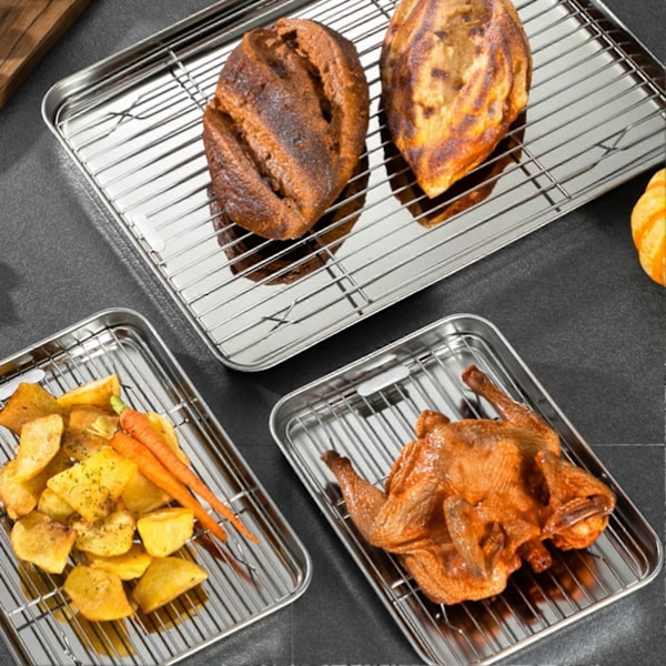 Grill Multipurpose Fødevaregodkendt Varmebestandig Non-stick Tyk Stegt Kød Rustfrit Stål Udendørs BBQ Grillnet Madlavning 25cm A