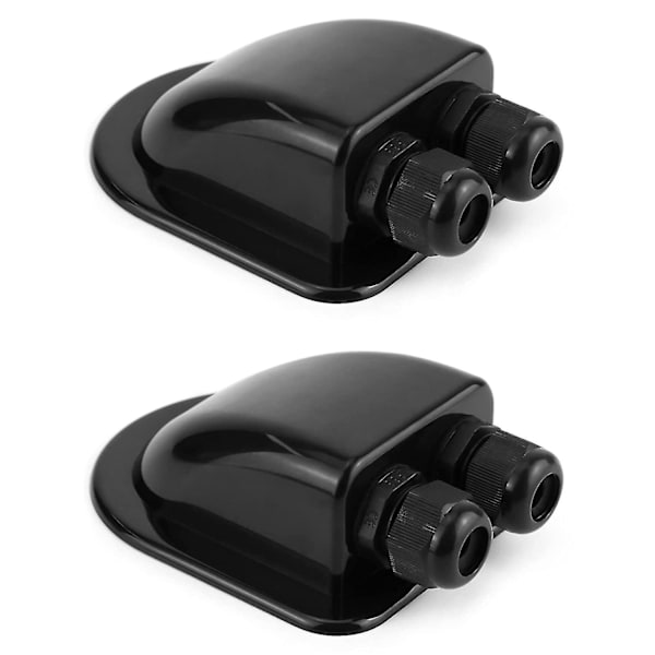 2pcs Roof Passthrough Ip68 Waterproof Solar Cable Gland Weatherproof Double Cable Entry Box, Caravan And Boat Abs Cable Passthrough, Black