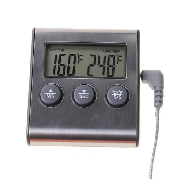 Køkkentermometer - 0-300℃ - Probe - Timer - Ideel til kød og grill