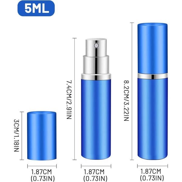 3 tomma 5 ml reseparfymflaskor - påfyllningsbar spray för män/kvinnor - bärbar atomizer för väska/ficka - ficksprej