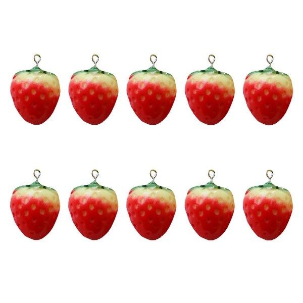 10 stk Strawberry Halskjede Emalje Strawberry Charm Frukt Simuleringsmodell Strawberry Diy Accessory