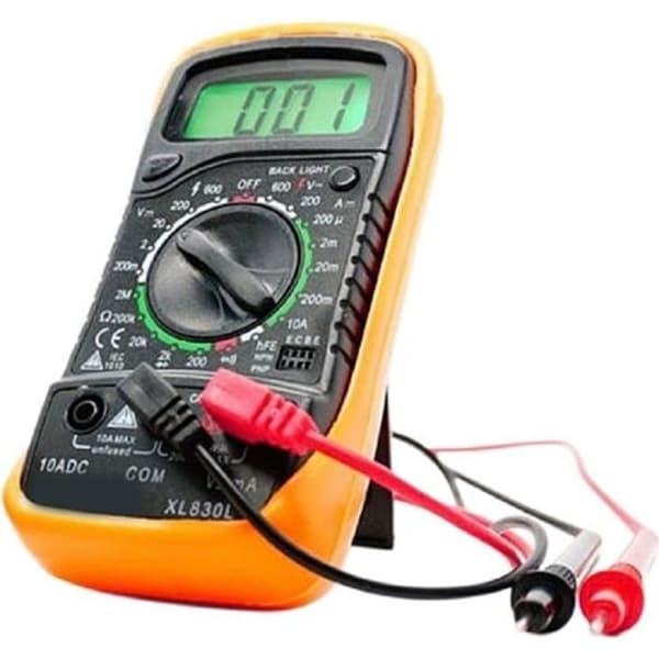 Digitalt multimeter - XL830L - Gul - Maks. spænding 600V - Maks. strøm 10A - Modstand 2MΩ