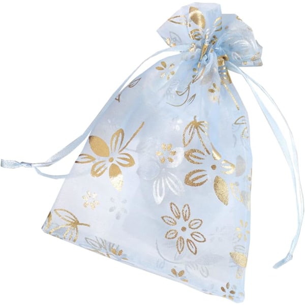 Organza Gaveposer Organzaposer Fest Bryllup Gunstposer Smykke Snøreposer Netposer 13x18cm/ 5.1 x 7.1 tommer -30 stk Lyseblå