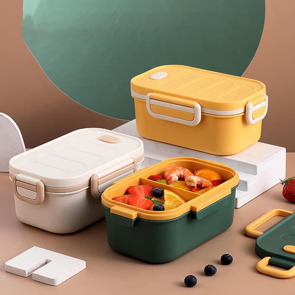 1000ML Lunchlåda Dubbla Lager Läckagesäker Plast Låsspänne Bento Box Hushållsartiklar
