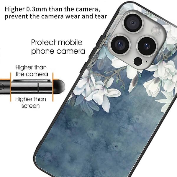 Etui til iPhone 16 Pro Mønsterprintet Anti-Drop Hærdet Glas+TPU Telefoncover