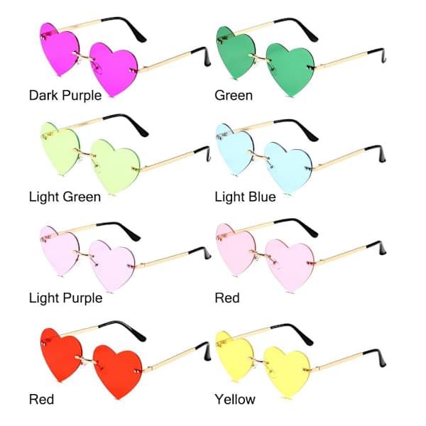 Rammeløse Hjerte Solbriller Rosa Hippie Solbriller LYSEBLÅ Lyseblå Light Blue