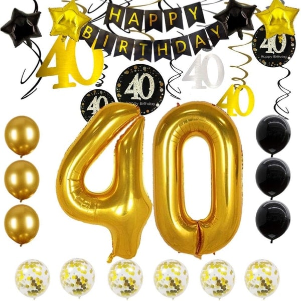 40 års fødselsdagspynt til ham mænd Tillykke med 40 års fødselsdagsfest balloner dekorationer 40 år 40 års fødselsdagspynt 40 års fødselsdag kvinder hende