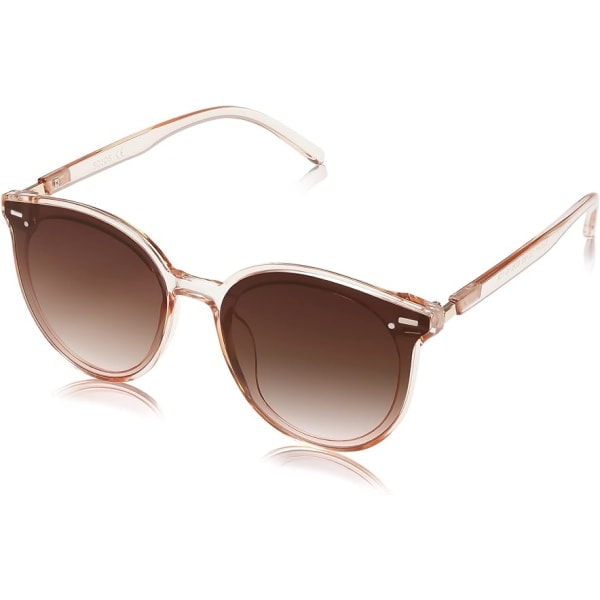 Klassiska runda solglasögon Retro Vintage nyanser Stora plastbågar Solglasögon Unisex Brun