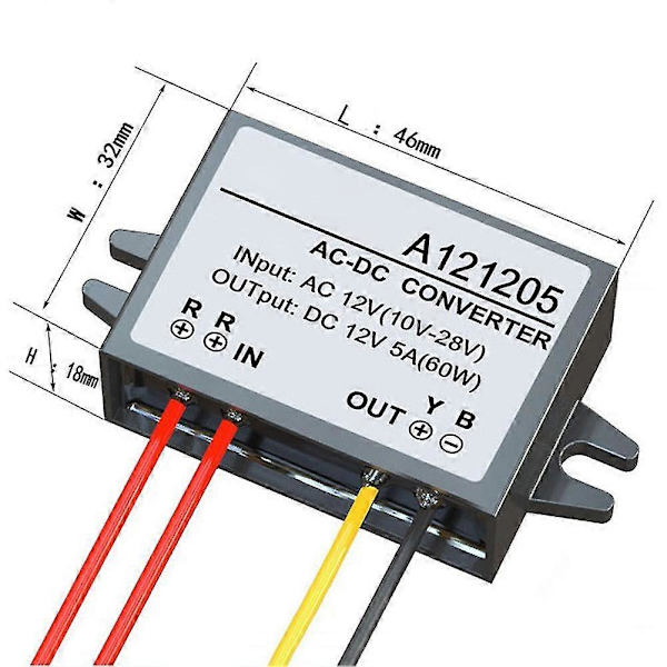 AC-DC 12V til 12V 5A 60W Konverter Step-down Regulator Modul Buck Strømadapter