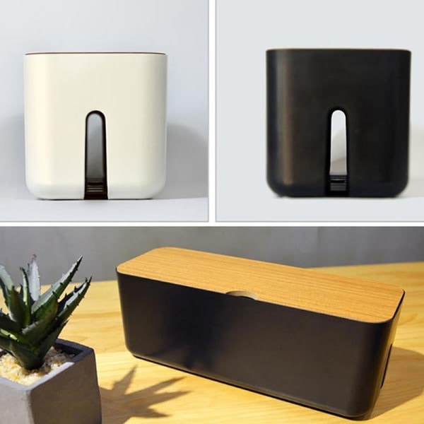 Kabelboks Strømstik Ledning Etui Oplader Stikkontakt Organizer Ledning Hvid