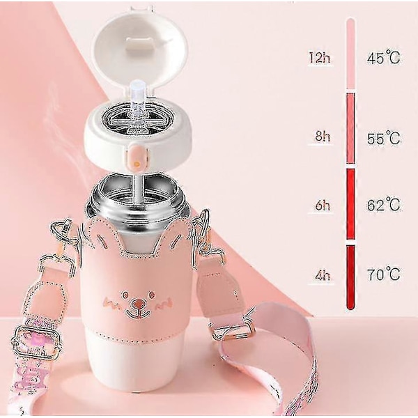 Isolert Vannkopp For Barn Crossbody Vannflaske Bærbar Kopp For Utendørs Yellow Bear 450ml