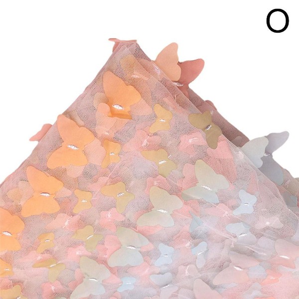 3D Fjärils Spets Tyg Gradient Rosa Blå Tulle Tyg Regnbåge Mesh Tyg Blue Orange