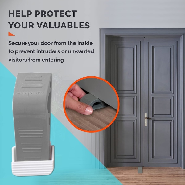 Dørstoppere - Pakke med 6 gummisikringskile til bunden af ​​døren på tæpper, beton, fliser, linoleum og træ - Kraftige dørstoppere - Grå