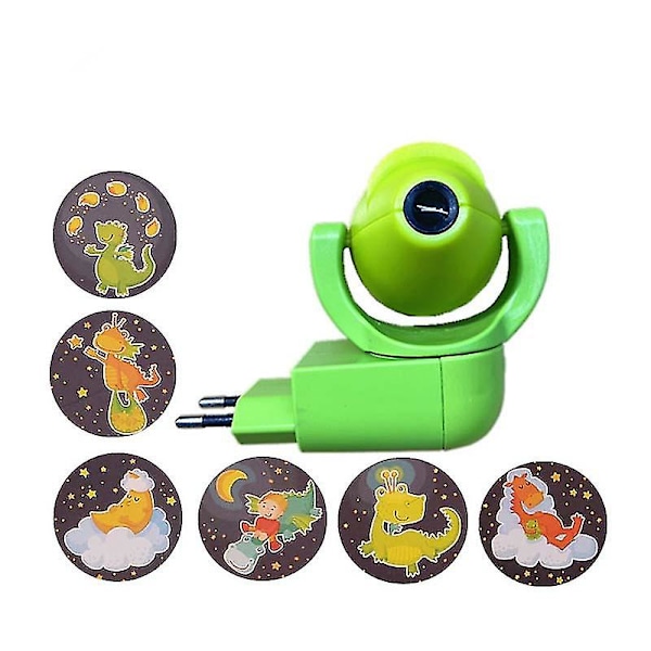 Stjerne Måne Dyr Projektor Led Projektor 6 Billeder Sensor EU Stik Natlys Til Børn Baby Soveværelse Dekoration Green