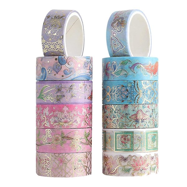 Guldfolie Blom Washi Tape Set, Blommig Washi Tape, Botanisk Washi Tape För Journal, Konst Och