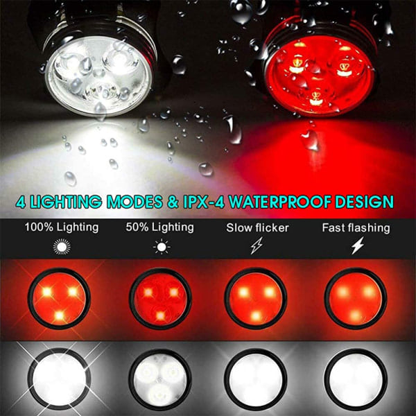 USB-oppladbart sykkellys, supersterkt LED-for- og baklys for sykkel