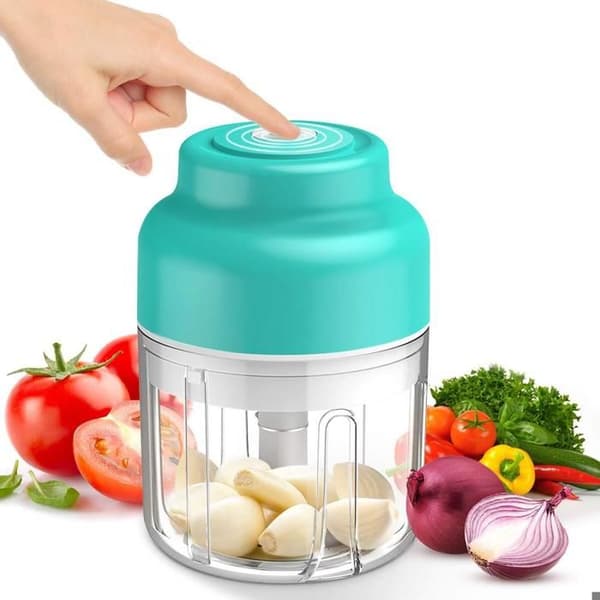 Mini Elektrisk Matberedare USB-Laddning Liten Matberedare med Borste 250ML 3 Vassa Blad