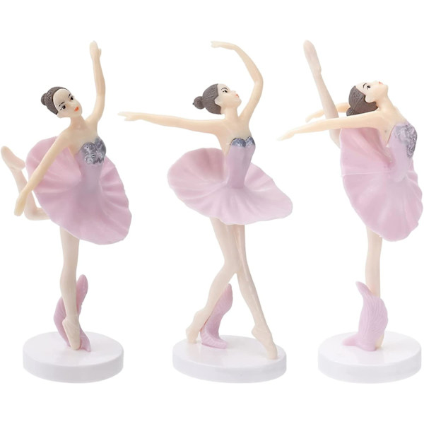 Dansende Ballerina Jentefigur, Kake Topper Statue Ballerina Figurer Ornamenter Bursdagsfestgaver For Dansergaver Hjemmedekor, Rosa (3stk)