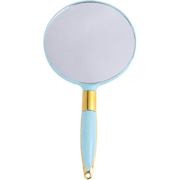 Håndspejl, rundt håndholdt spejl med håndtag Vintage makeup spejl kosmetiske forsyninger Blue