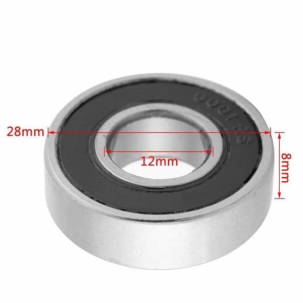 10-pack 6001-2RS kullager (12 x 28 x 8 mm) – spårkullager, 2 gummitätningar