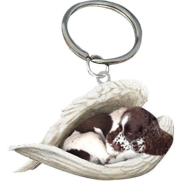 2 st Angel Sovande Hund Akryl Nyckelringar Hängsmycken Heminredning Prydnader Kontorsmaterial Presenter A SPRINGER