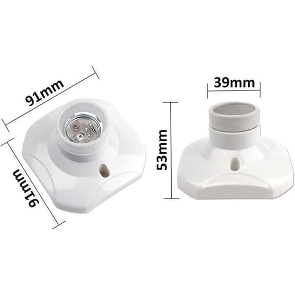 Sæt med 2 E27 skruefatninger AC 230V, LED pæreholder i plast, E27 base til loftslamper, væglamper og belysning