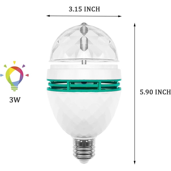 Roterende Led Strobe Pære Multi Skiftende Farge Krystall Stage Light E27 Base