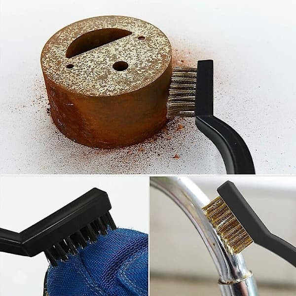 3 metalrensningsbørster i rustfrit stål, messing og nylon til rust, svejsning og slagger