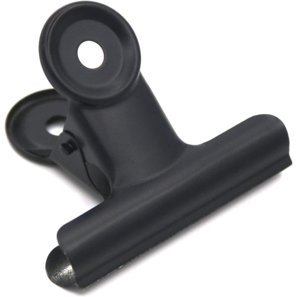 Store sorte metalclips med tyr, 12 stk. - Store papirclips til håndværk, poser, hjem og kontor (63 mm)