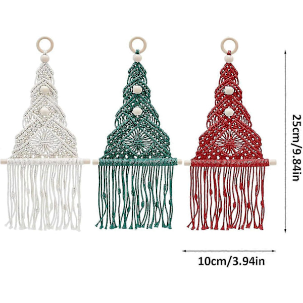 Makrame Juletræs Ornament Sæt til Boho Julevægsdekoration
