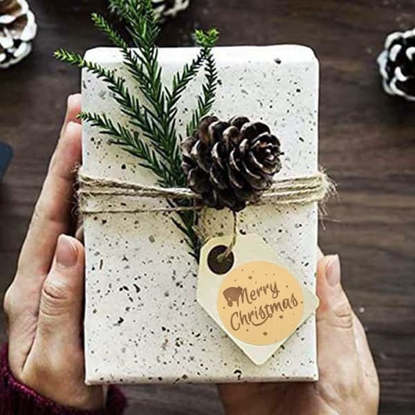500 Pyöreää Kultafoliota Tarraa Sunmostar Merry Christmas