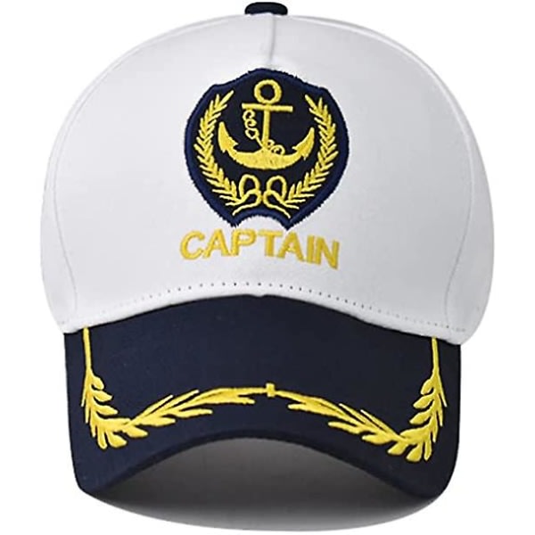 Justerbar Captain Boating Baseball Cap Captain Hat Baseball Cap Nautical Marine Sailor Navy Hat hvit