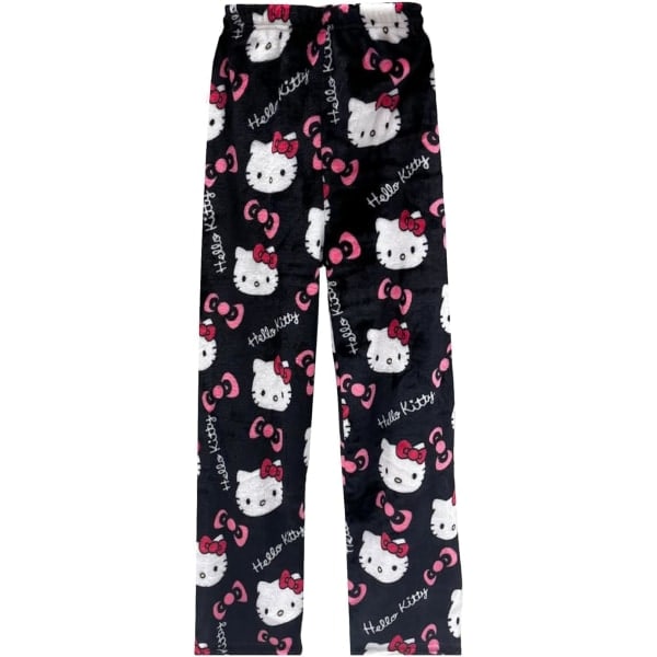 Söta Cartoon Pyjamasbyxor för Kvinnor All Over Print Flanell Pyjamas Jul Halloween Varma Hemkläder Graffiti Byxor Style-3 XXL
