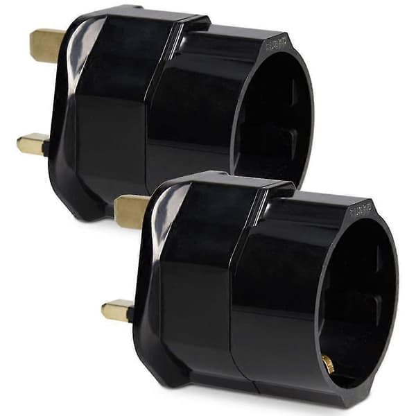 2x Reiseadapter Adapterplugg for England - Reiseplugg Strømadapter EU til UK-kontakt - Reiseplugg Black