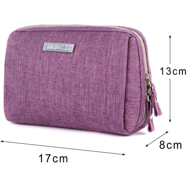 Makeuptaske, Lille Kosmetisk Rejsetaske Nylon Vandtæt Makeuptaske til Kvinder (Lilla)