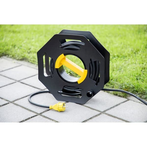 Campingvogn Kabeltromle, Manuel, Tom, til Camping og Husholdningsbrug, Op til 25m Kabel, Plast, Sort og Gul